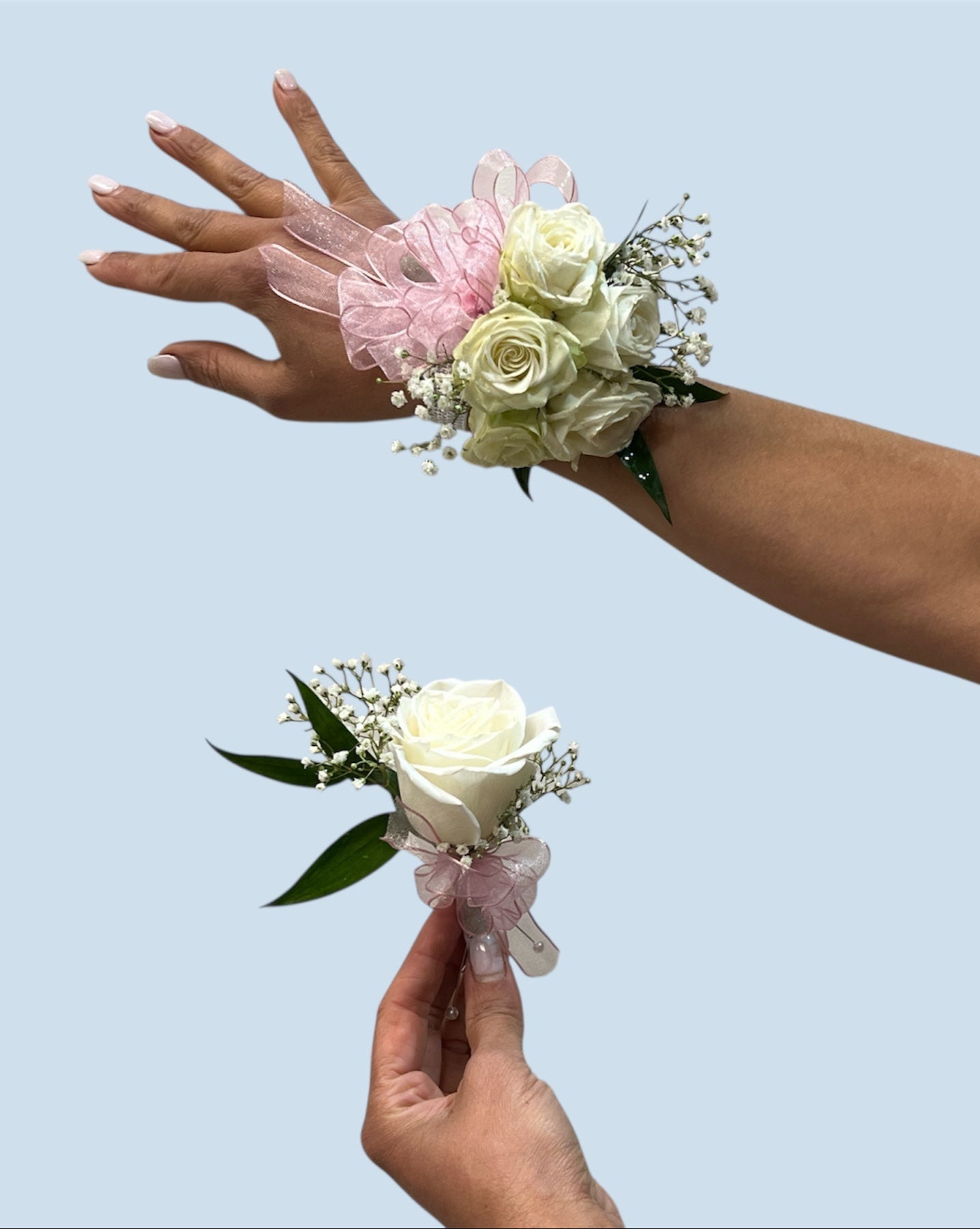 Spray Rose, Fairy Pink and White Prom Set