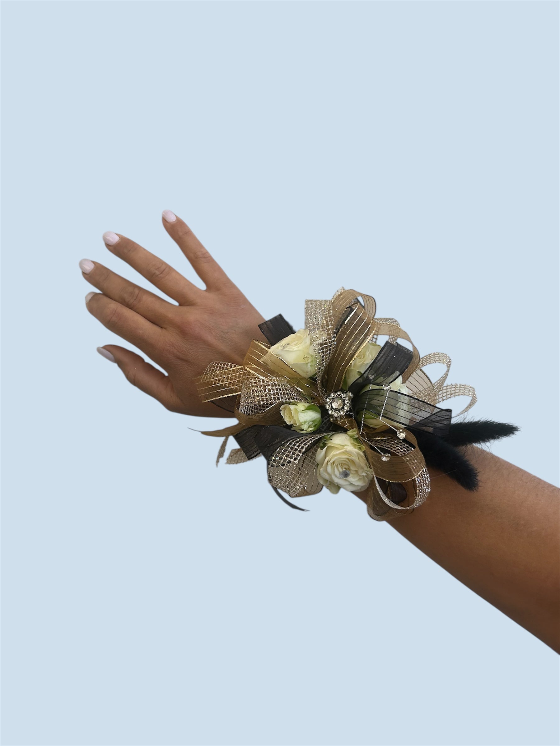 black and gold dress corsage Gatsby Gold Corsage