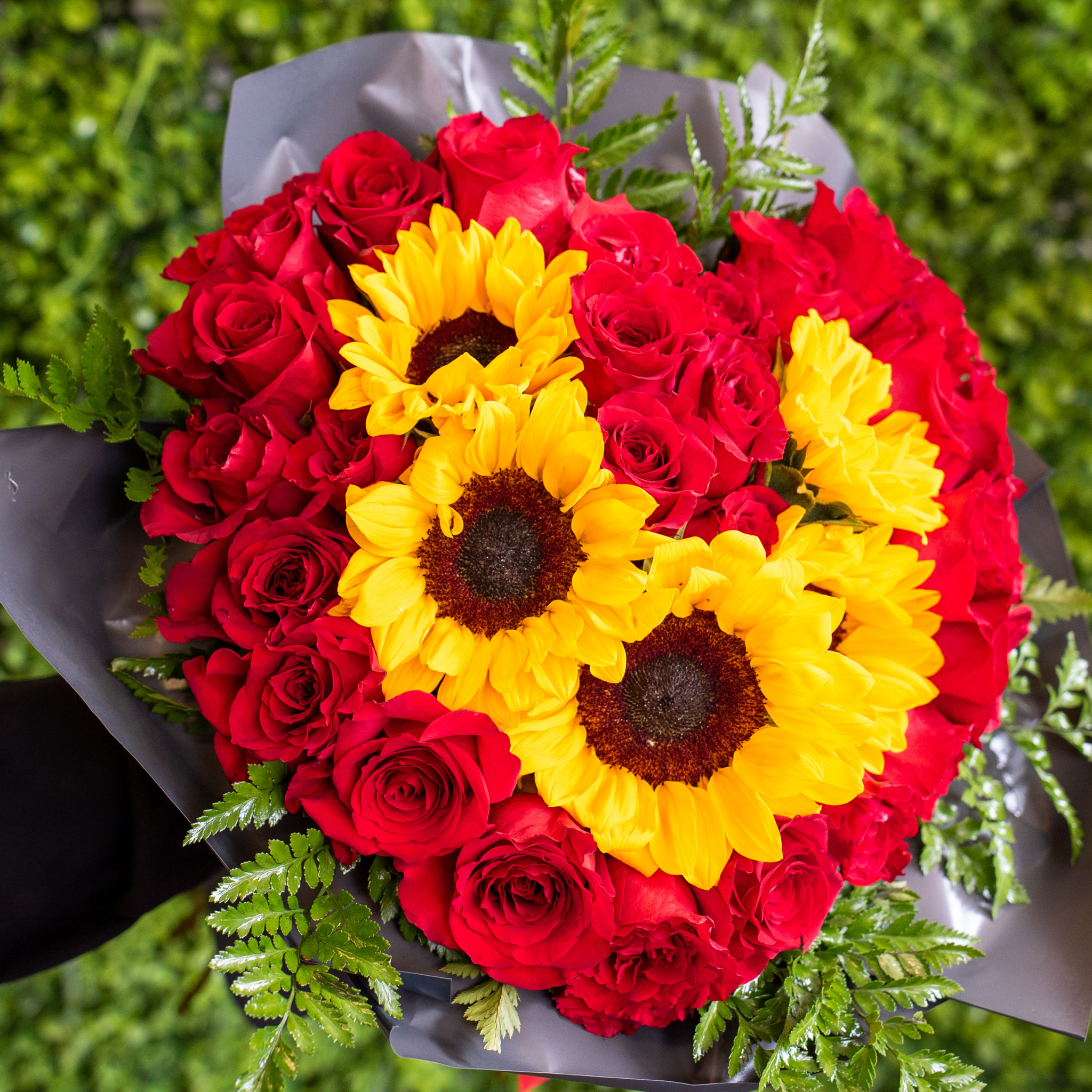 Roses and Sunflowers Heart