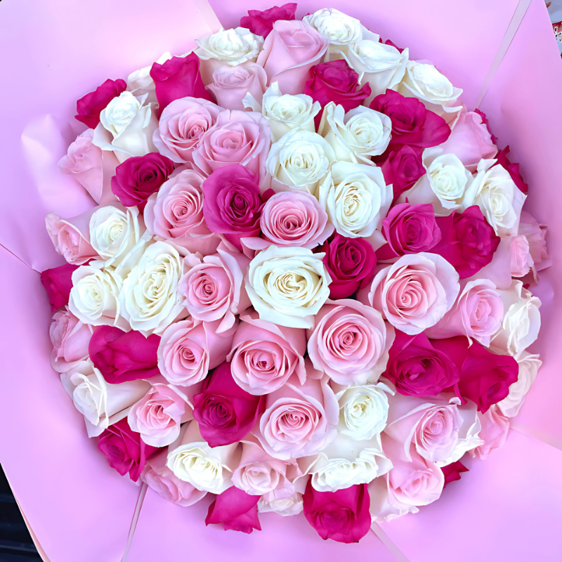 Hot Pink & White Deluxe Bouquet