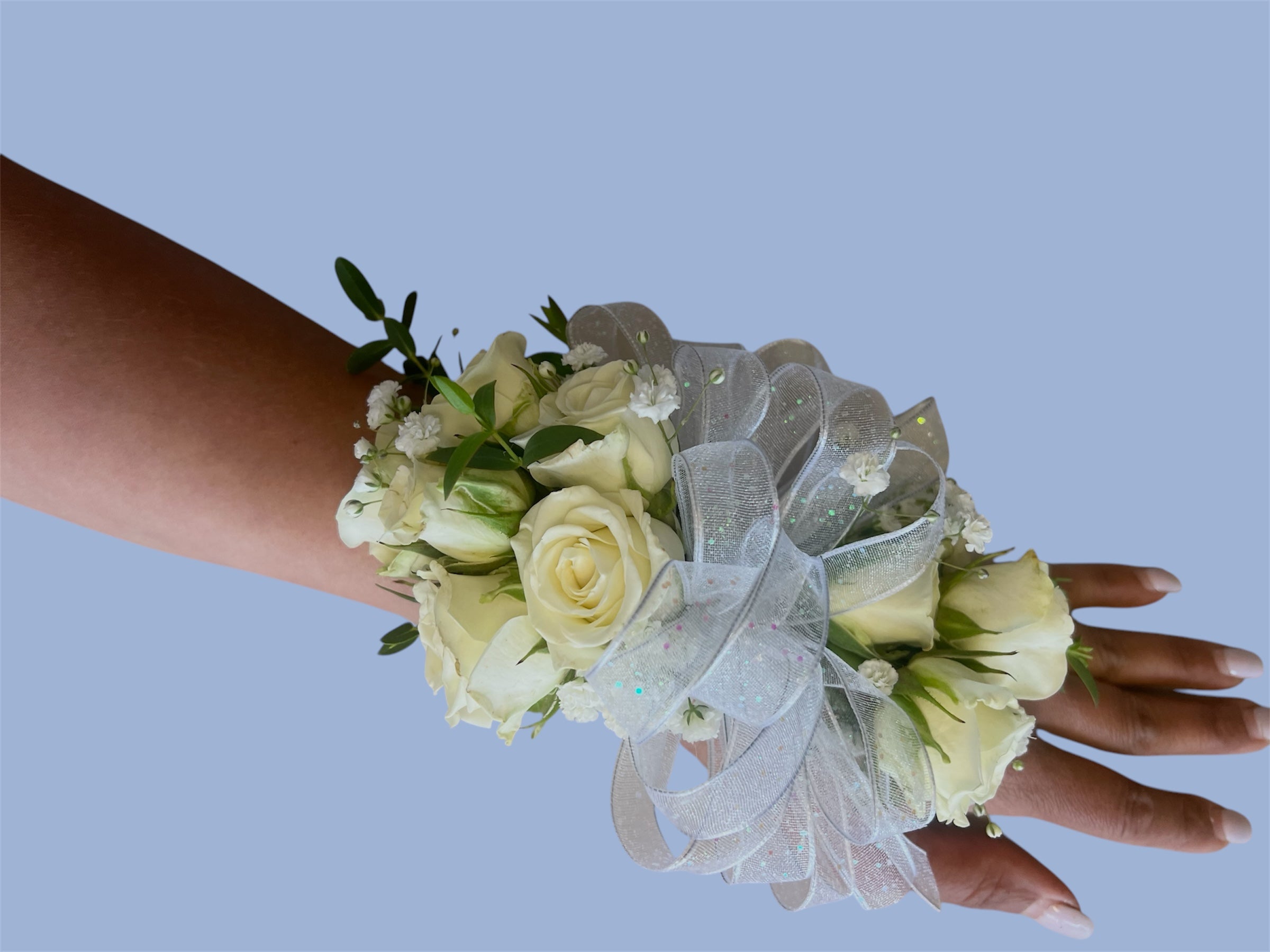 Corsage White and Silver